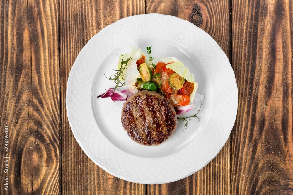 Grilled Steak tasty Filet with Vegetables on plate Grilled Steak tasty Filet with Vegetables on plate