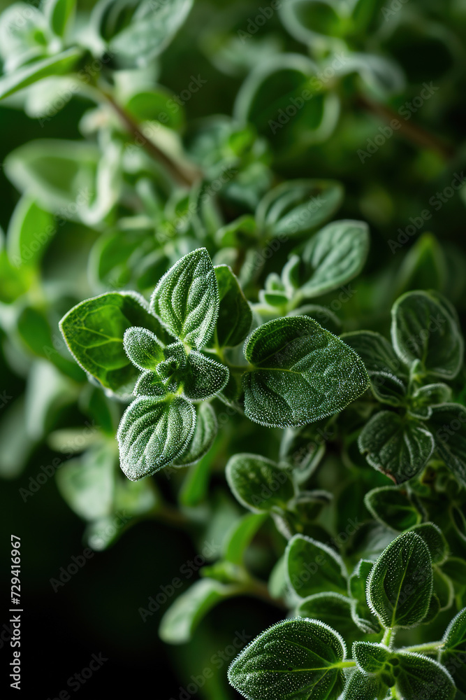 close up macro of marjoram, food advertising background close up macro of marjoram, food advertising background