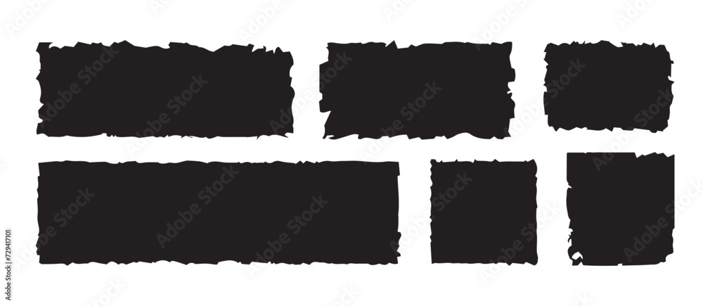 set of black and white splashes a set of scuffed shapes in the form of adhesive tape with torn edges. grunge-style background, design elements