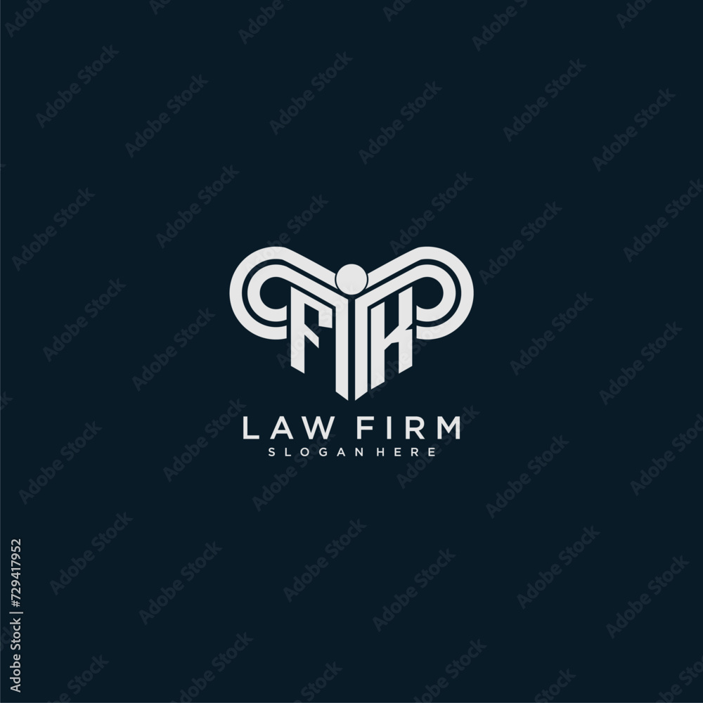FK initial monogram logo lawfirm with pillar design FK initial monogram logo lawfirm with pillar design