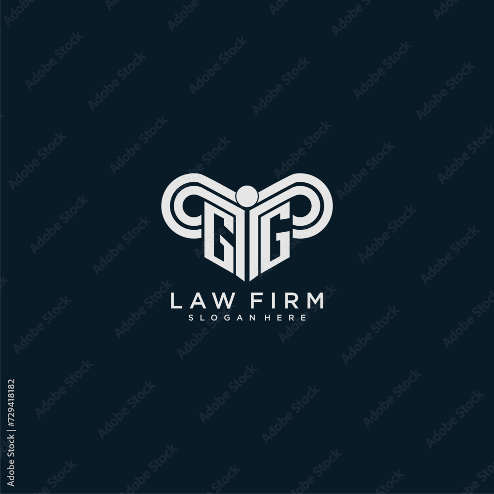 GG initial monogram logo lawfirm with pillar design GG initial monogram logo lawfirm with pillar design