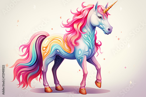 Magical illustration of a unicorn on a white background.