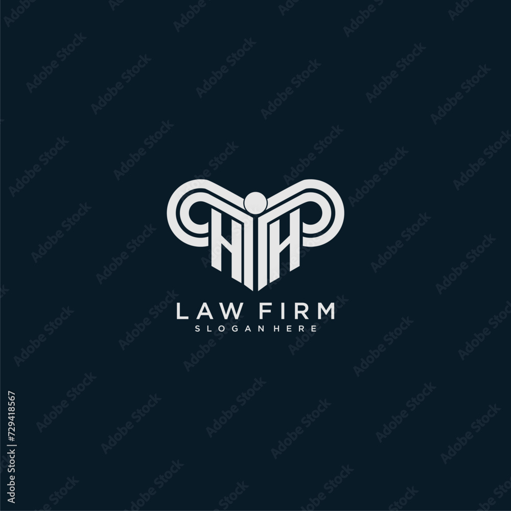 HH initial monogram logo lawfirm with pillar design