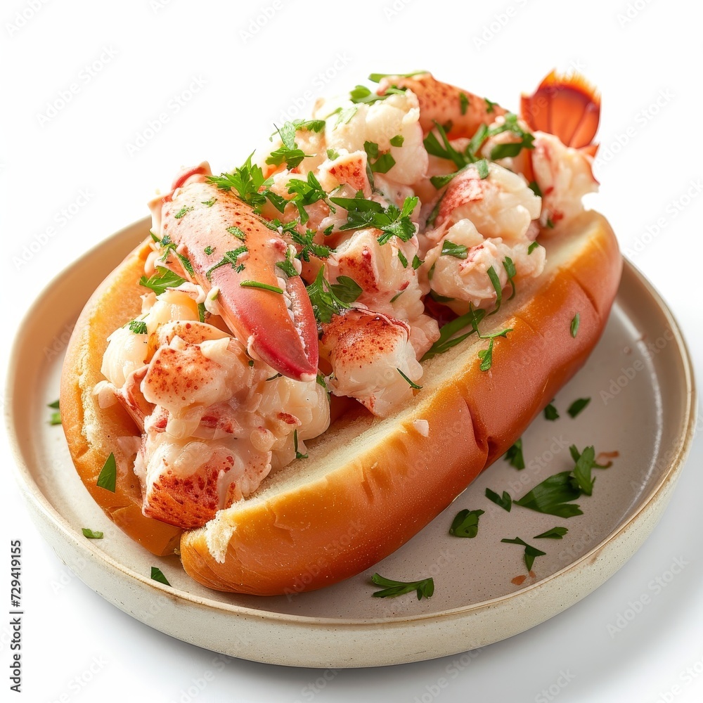 Lobster Sandwich on a Plate on a White Table
