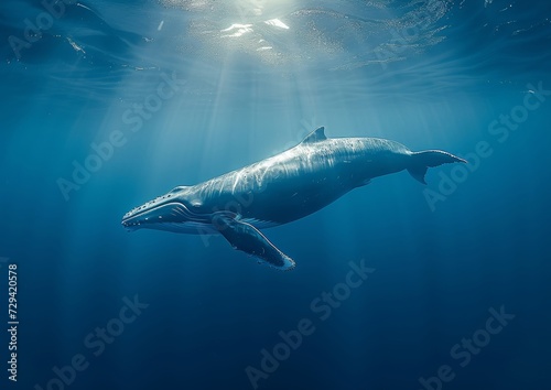 Dolphin Swims Underwater in the Ocean