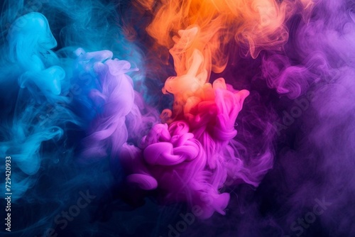 Clouds of multicolored neon smoke or ink Creating an explosion of vibrant colors Perfect for a psychedelic and artistic effect in design projects