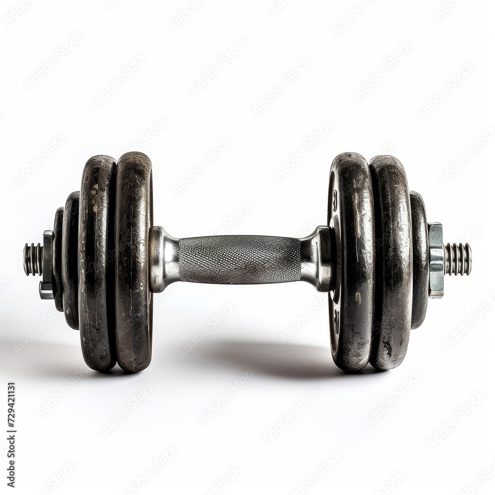 Naklejka premium Two Dumbbells Stacked Together
