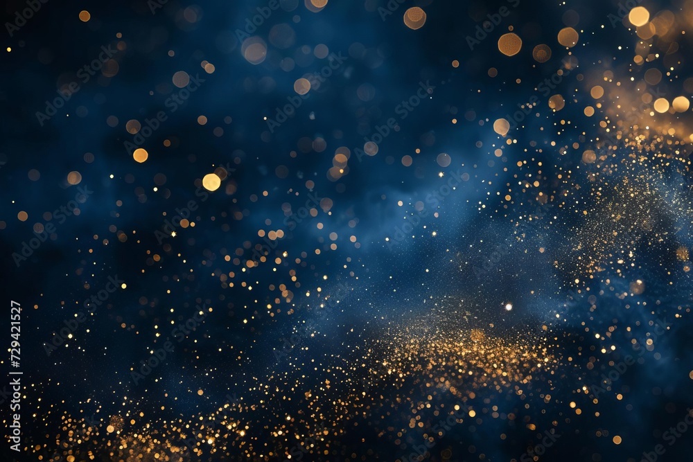 Elegant abstract background with deep navy blue and shimmering gold particles. festive holiday concept with glittering gold dust on a dark background Ideal for christmas or luxury event backdrops Elegant abstract background with deep navy blue and shimmering gold particles. festive holiday concept with glittering gold dust on a dark background Ideal for christmas or luxury event backdrops