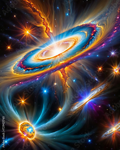 Cosmic Phenomenon - Unreal celestial bodies, solar flares, and cosmic color palettes in the cosmic void Gen AI photo