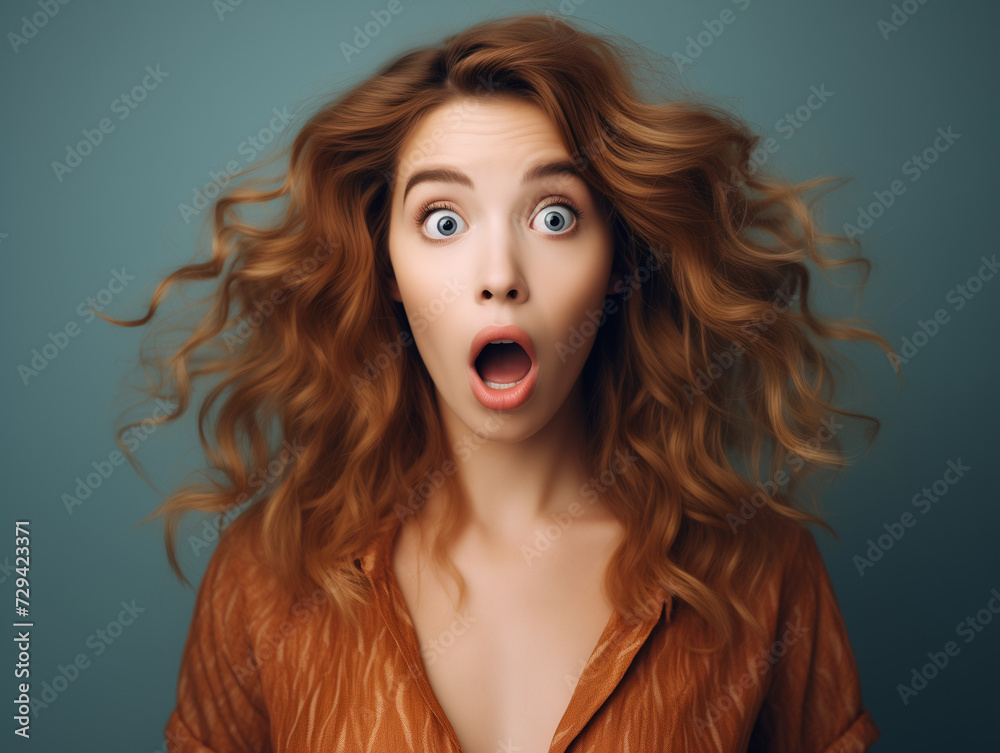 A woman with a surprised expression A woman with a surprised expression