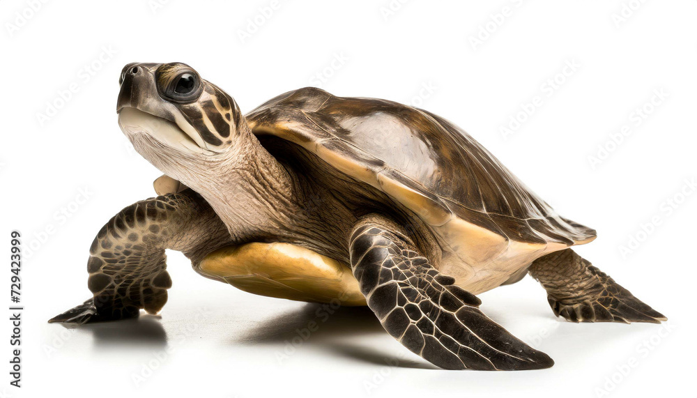 Obraz premium Wasserschildkröte isoliert auf weißen Hintergrund, Freisteller