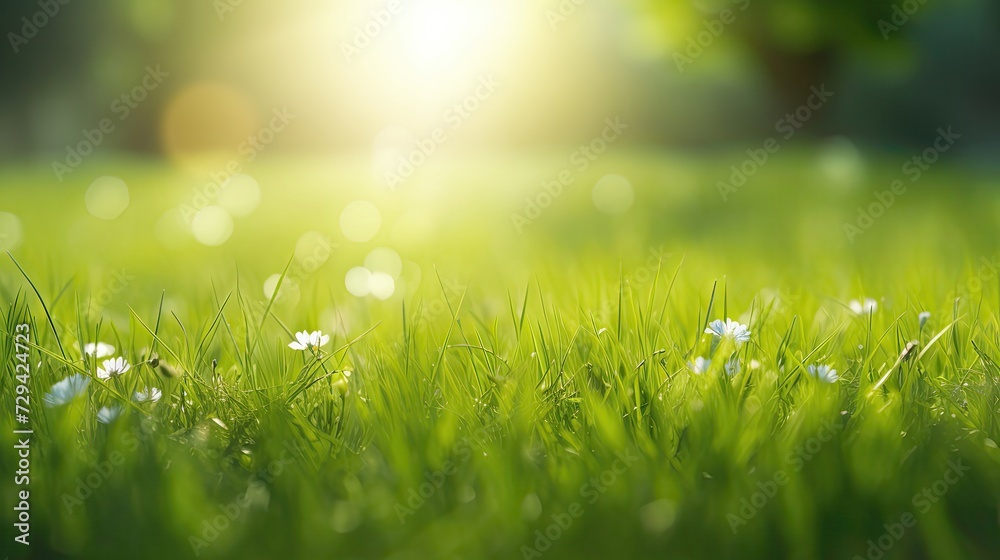 Green grass and sunlight banner background