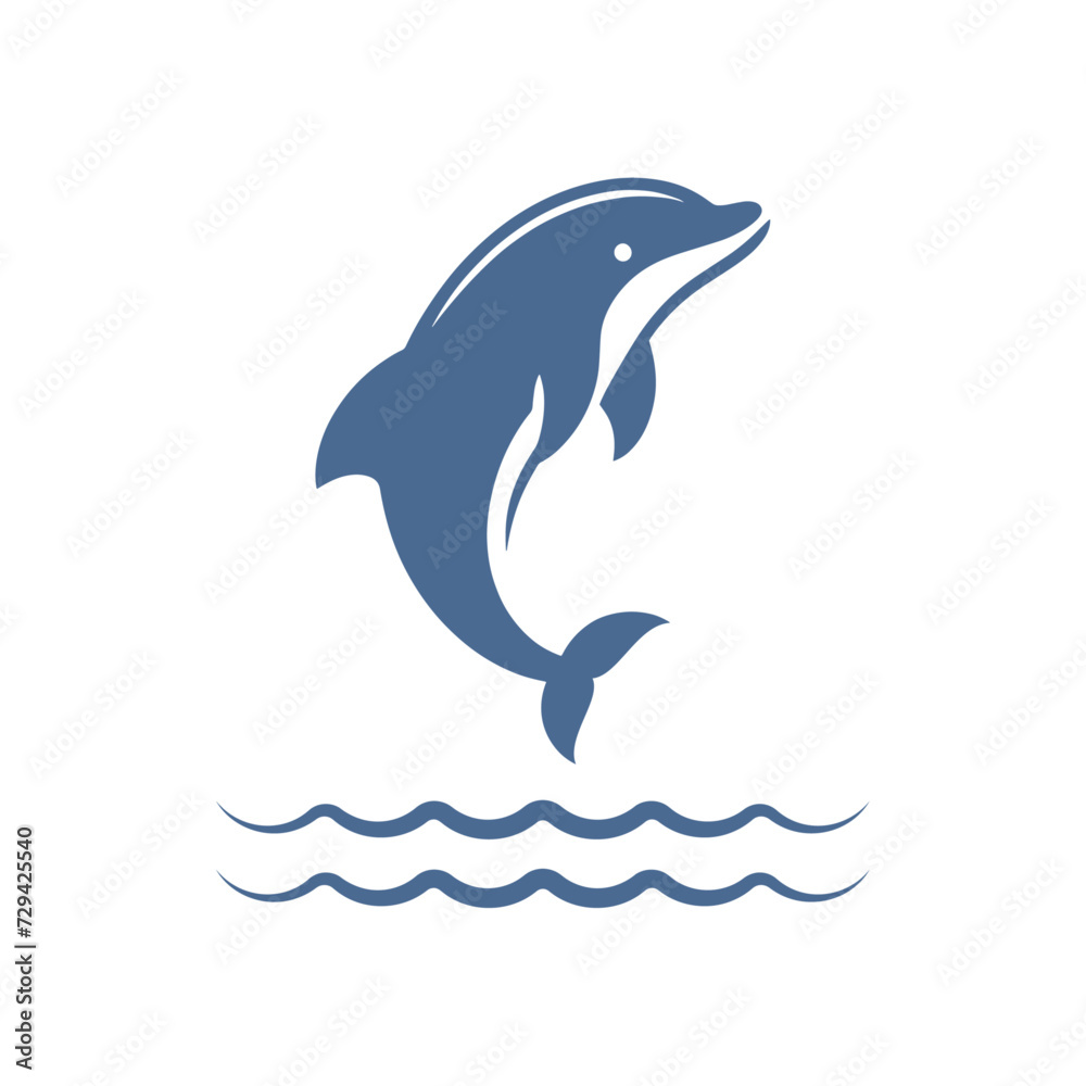 Fototapeta premium simple silhouette dolphin for digital and print, icon, logo, cute