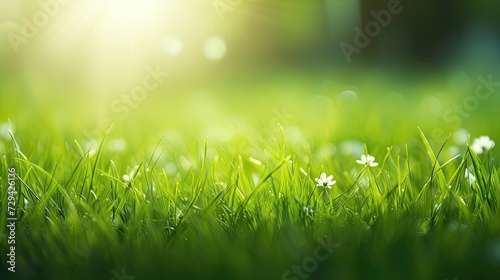 Green grass and sunlight banner background