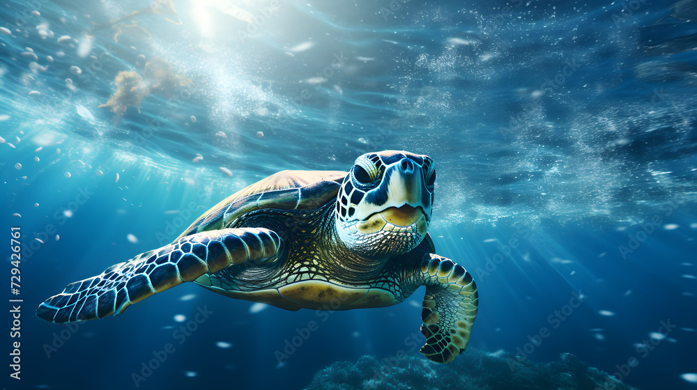 Obraz premium sea turtle swimming in water