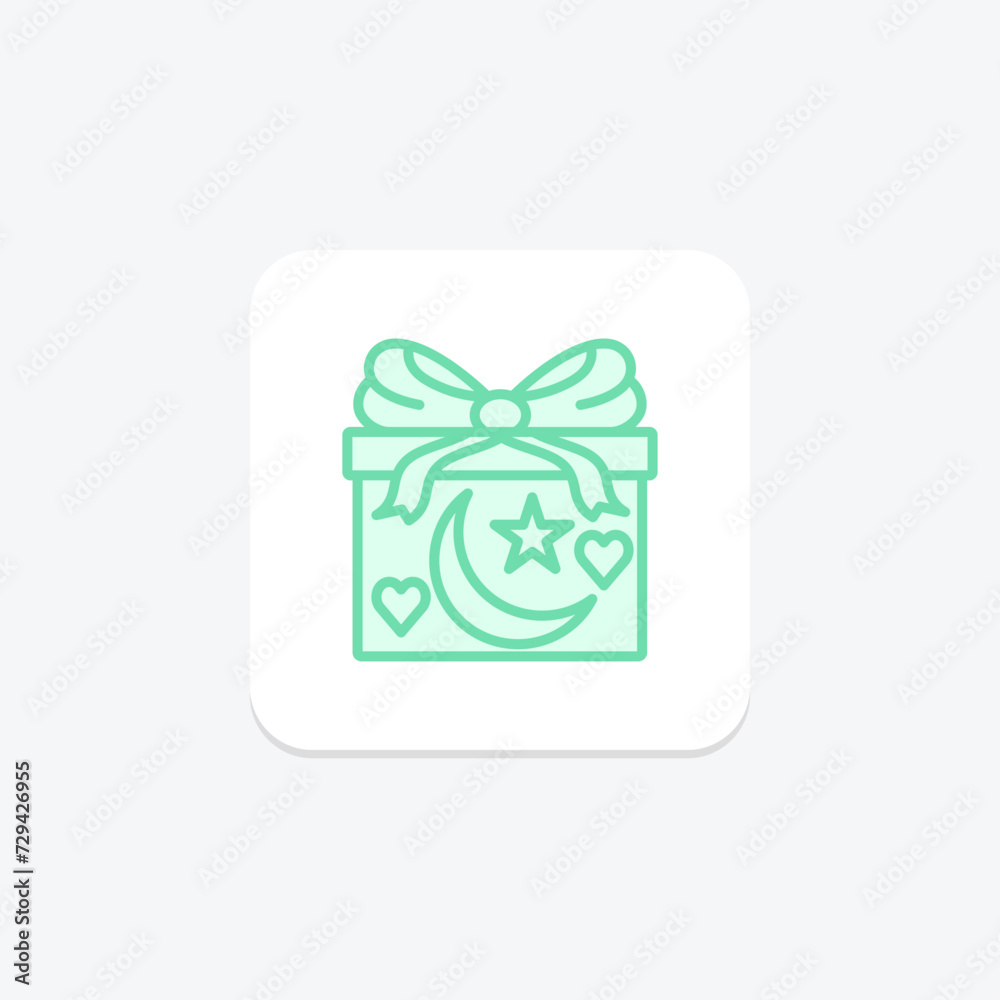 Eid Gifts icon, presents, celebration, icon, gift giving duotone line icon, editable vector icon, pixel perfect, illustrator ai file Eid Gifts icon, presents, celebration, icon, gift giving duotone line icon, editable vector icon, pixel perfect, illustrator ai file