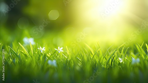 Green grass and sunlight banner background
