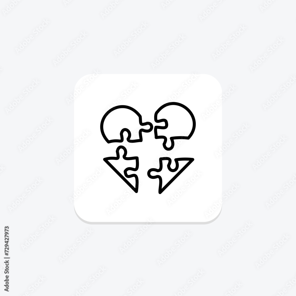 Heart Puzzle icon, puzzle, love, game, challenge line icon, editable vector icon, pixel perfect, illustrator ai file Heart Puzzle icon, puzzle, love, game, challenge line icon, editable vector icon, pixel perfect, illustrator ai file