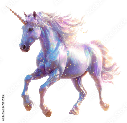 A cute  playful  shimmering beautiful unicorn.