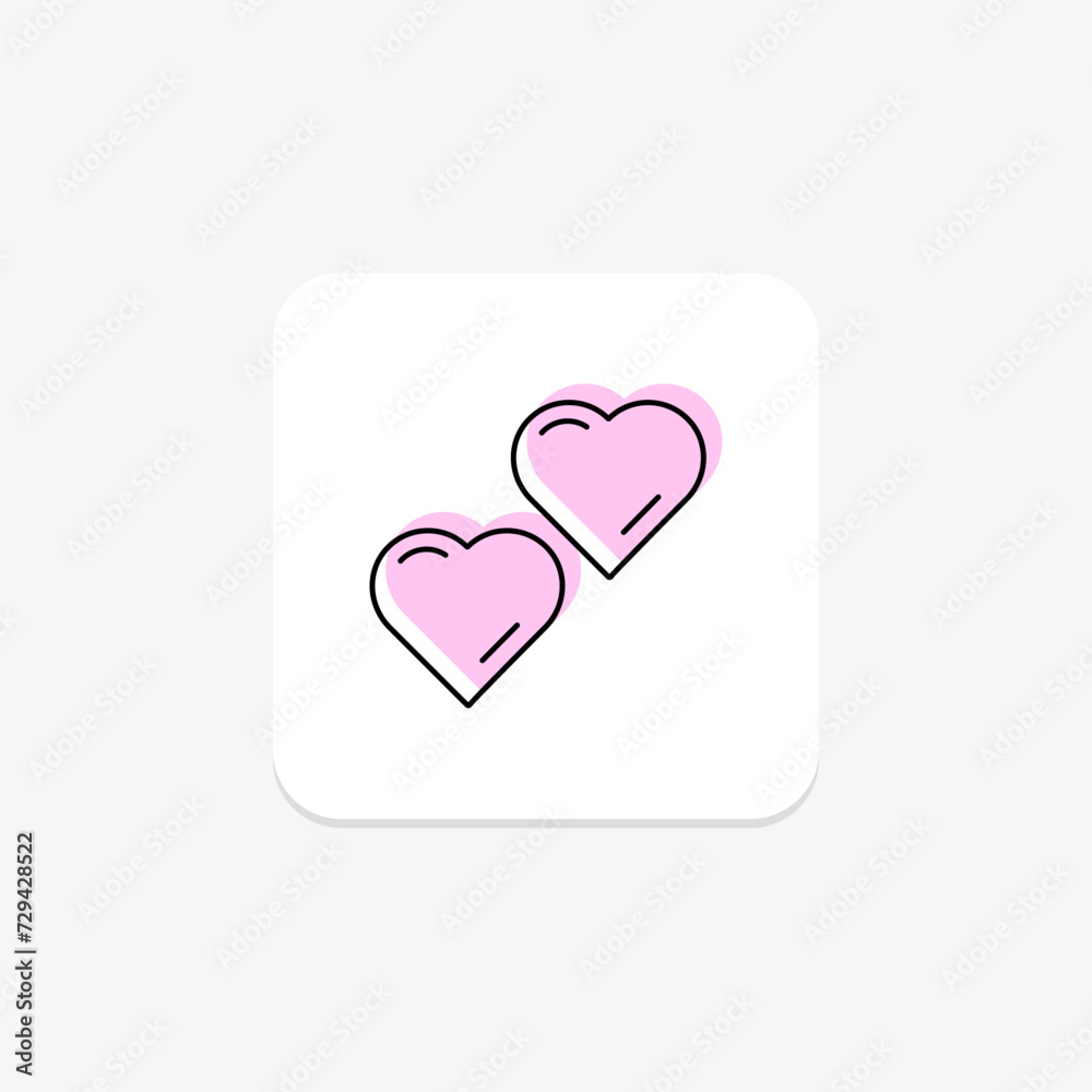 Heart icon, love, romance, symbol, passion color shadow thinline icon, editable vector icon, pixel perfect, illustrator ai file