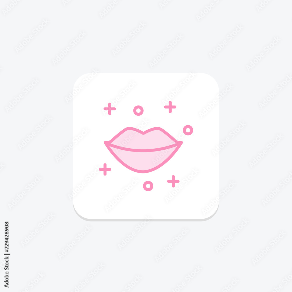 Lips icon, kiss, love, mouth, romance duotone line icon, editable vector icon, pixel perfect, illustrator ai file