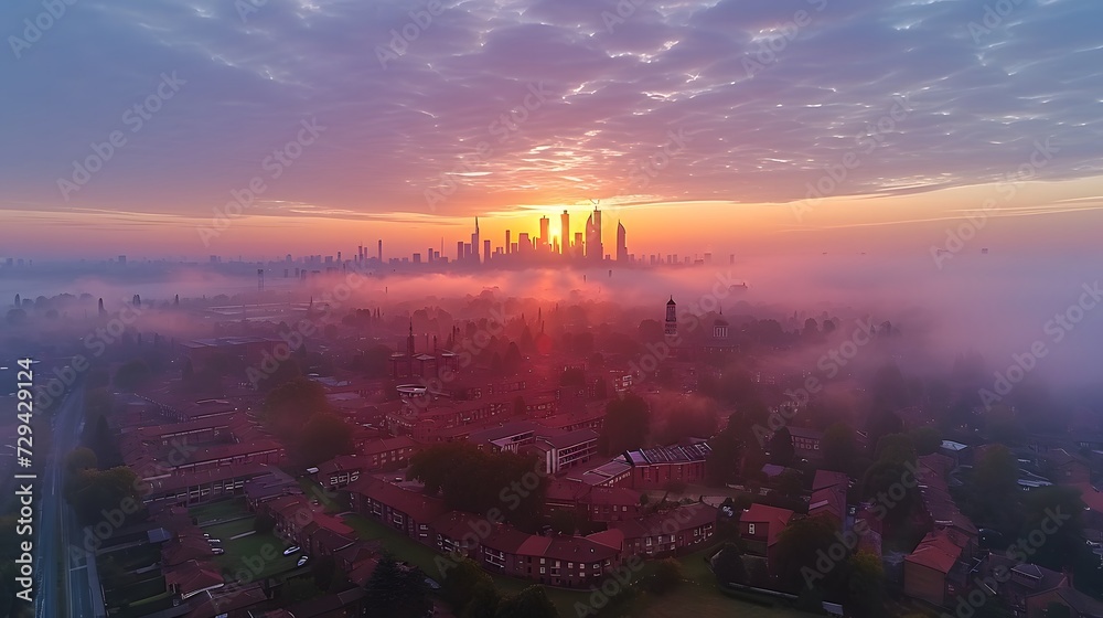 Naklejka premium cityscape at sunrise