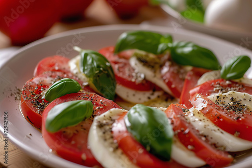 Caprese salad with ripe tomatoes  mozzarella cheese  fresh basil