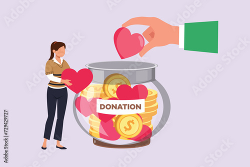 Volunteer activity concept. Colored flat vector illustration isolated.