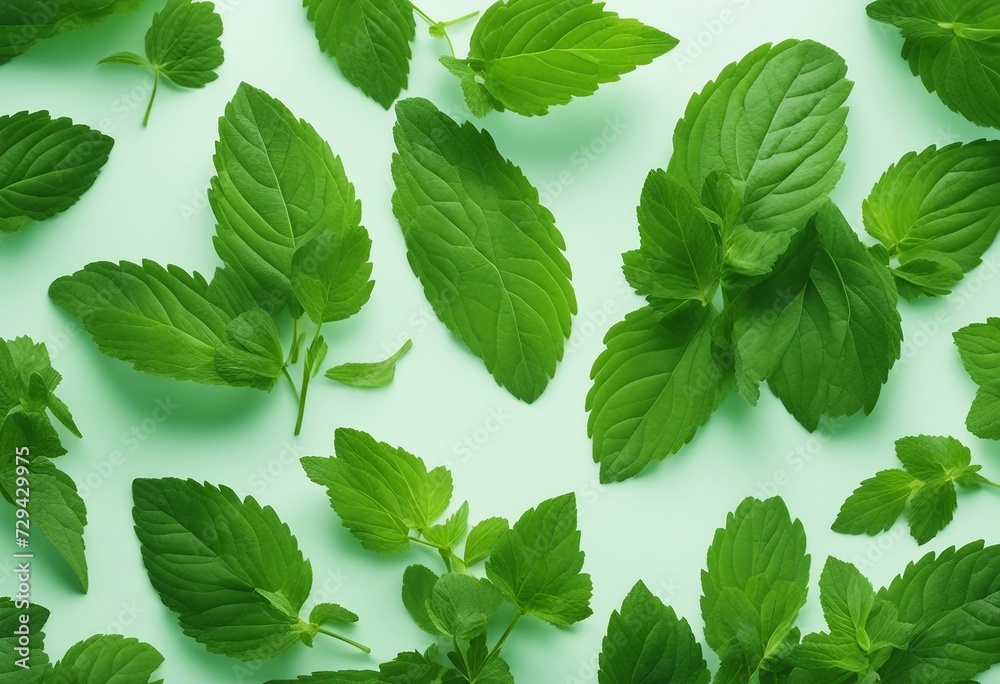 Collection of fresh mint leaves cut out Collection of fresh mint leaves cut out