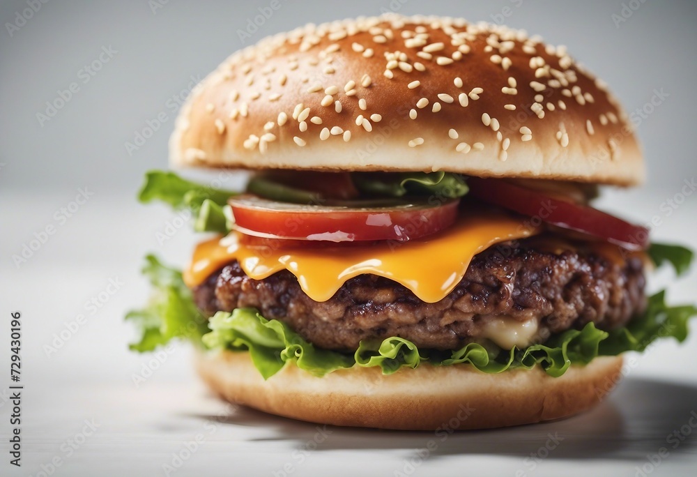 Delicious burger isolated on white background Delicious burger isolated on white background