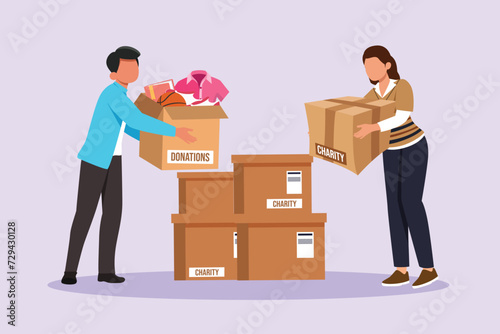 Volunteer activity concept. Colored flat vector illustration isolated.
