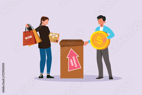 Volunteer activity concept. Colored flat vector illustration isolated.