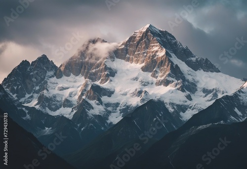 Majestic mountain peaks with snow-capped summits cut out