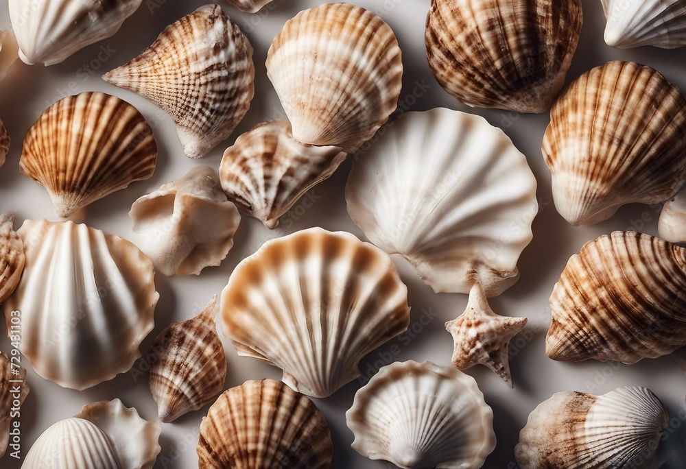 Set of sea shells isolated on white background