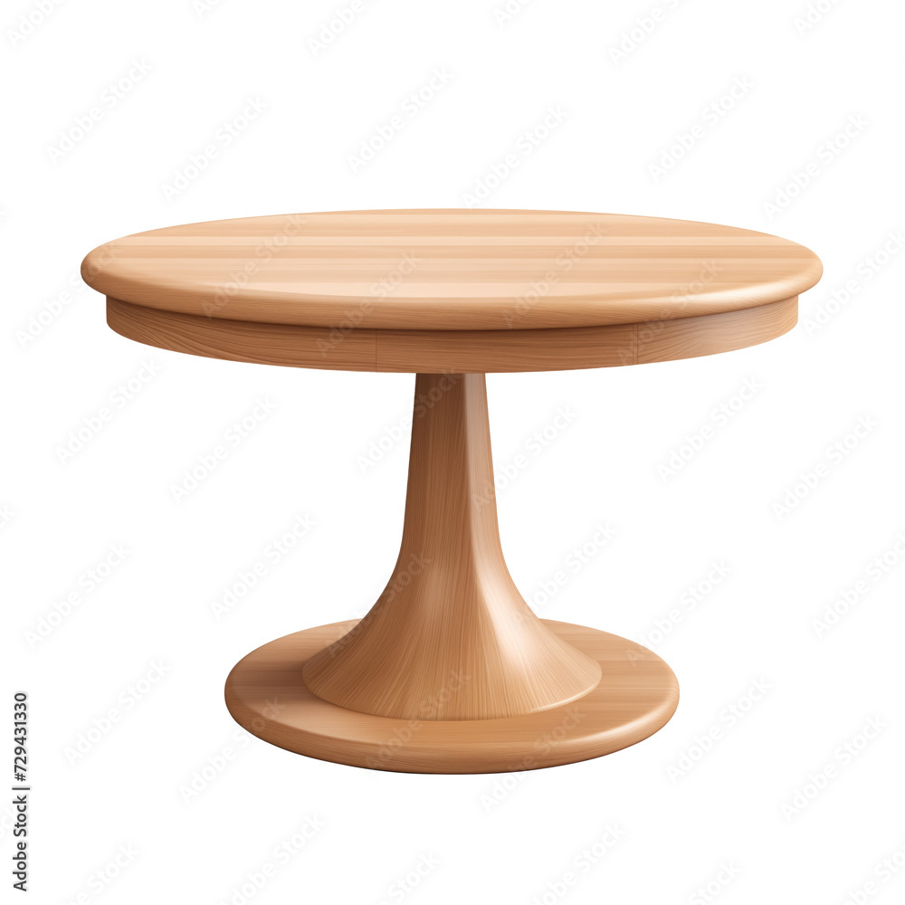 Round Pedestal Dining Table. Scandinavian modern minimalist style. Transparent background, isolated image. Round Pedestal Dining Table. Scandinavian modern minimalist style. Transparent background, isolated image.