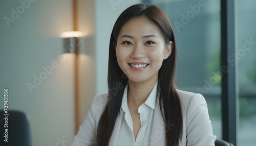  Professional, confident Asian business woman in office meeting room