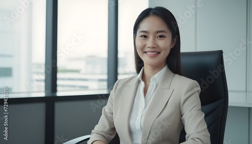  Professional, confident Asian business woman in office meeting room