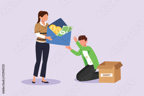 Volunteer activity concept. Colored flat vector illustration isolated.