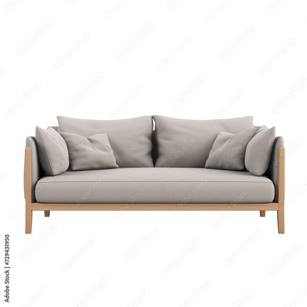 Fototapeta premium Sofa. Scandinavian modern minimalist style. Transparent background, isolated image.