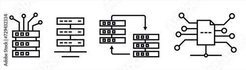 data center icon set, data and server icon vector illustration