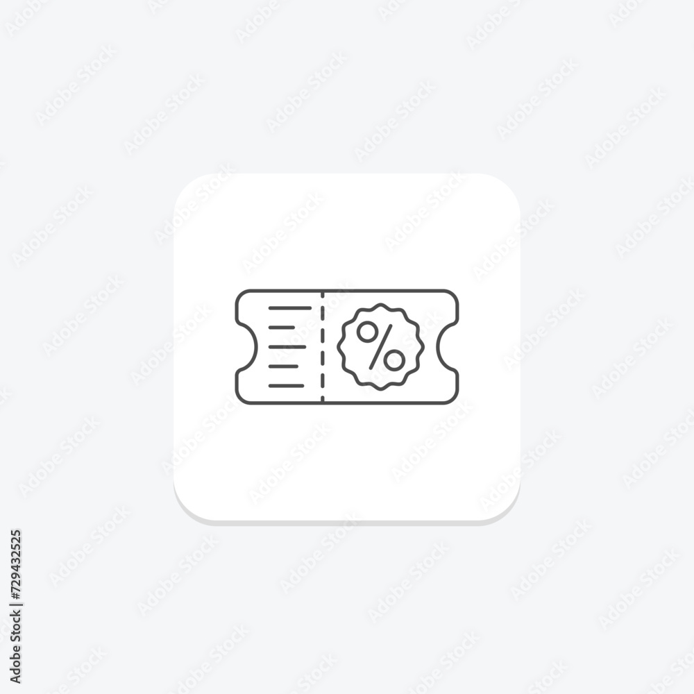 Discount Code icon, code, discount, coupon, offer thinline icon, editable vector icon, pixel perfect, illustrator ai file