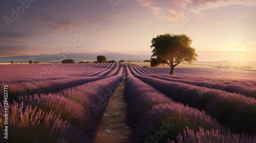 Capture the enchanting beauty of lavender fields bathed in the soft glow of twilight © Possibility Pages