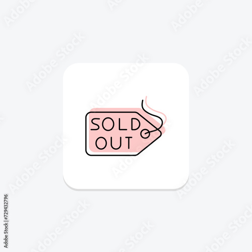 Sold Out Tag icon, sold out, tag, out of stock, unavailable color shadow thinline icon, editable vector icon, pixel perfect, illustrator ai file