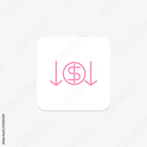 Price Drop icon, price, drop, discount, markdown duotone line icon, editable vector icon, pixel perfect, illustrator ai file