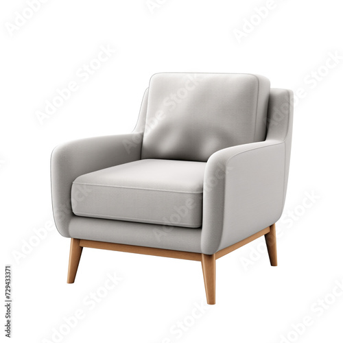 Upholstered Armchair. Scandinavian modern minimalist style. Transparent background, isolated image.