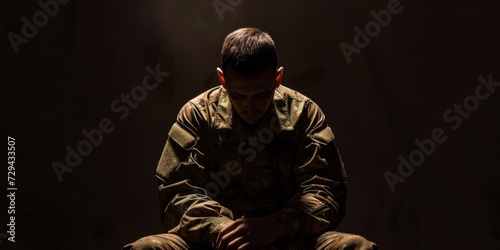 Combat Veteran Seeks Therapy To Address Psychological Impact Of War. Сoncept Ptsd Treatment, Trauma Therapy, Veterans Mental Health, Healing From War, Combat-Related Trauma