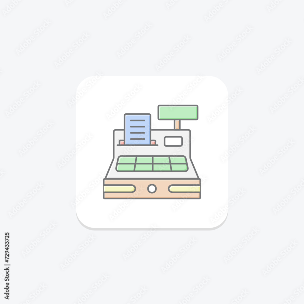 Cash Register icon, register, cash, retail, money lineal color icon, editable vector icon, pixel perfect, illustrator ai file Cash Register icon, register, cash, retail, money lineal color icon, editable vector icon, pixel perfect, illustrator ai file