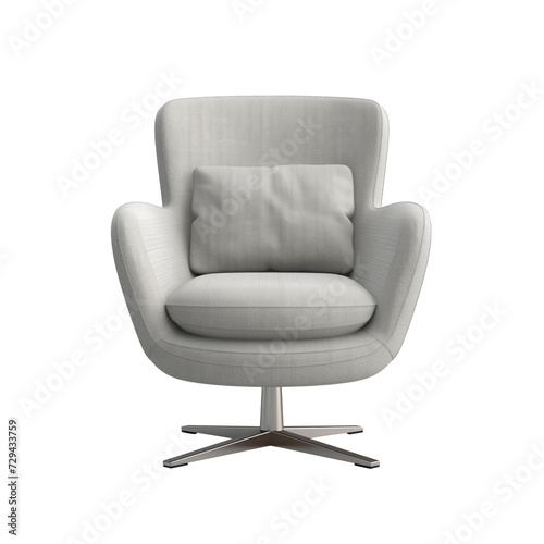 Upholstered Swivel Chair. Scandinavian modern minimalist style. Transparent background, isolated image.
