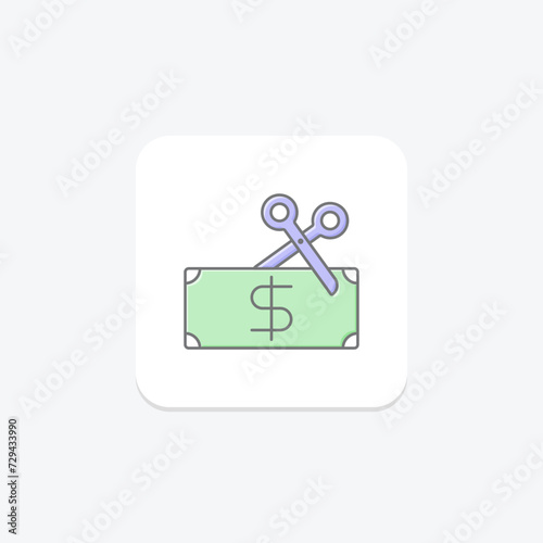 Price Slash icon, price, slash, discount, markdown lineal color icon, editable vector icon, pixel perfect, illustrator ai file