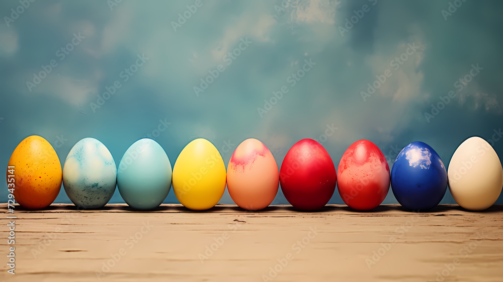 Easter background, many colorful Easter eggs Easter background, many colorful Easter eggs